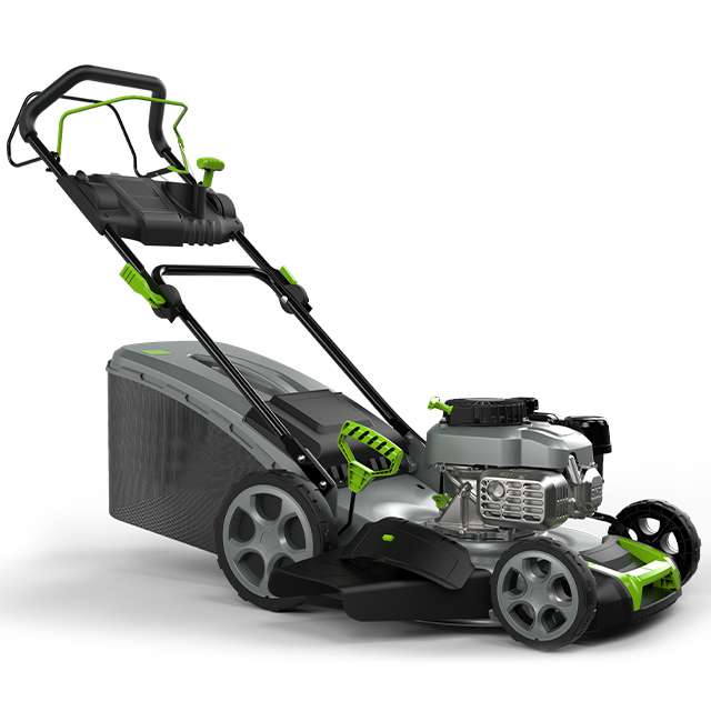 What are the advantages of using a petrol lawn mower?
